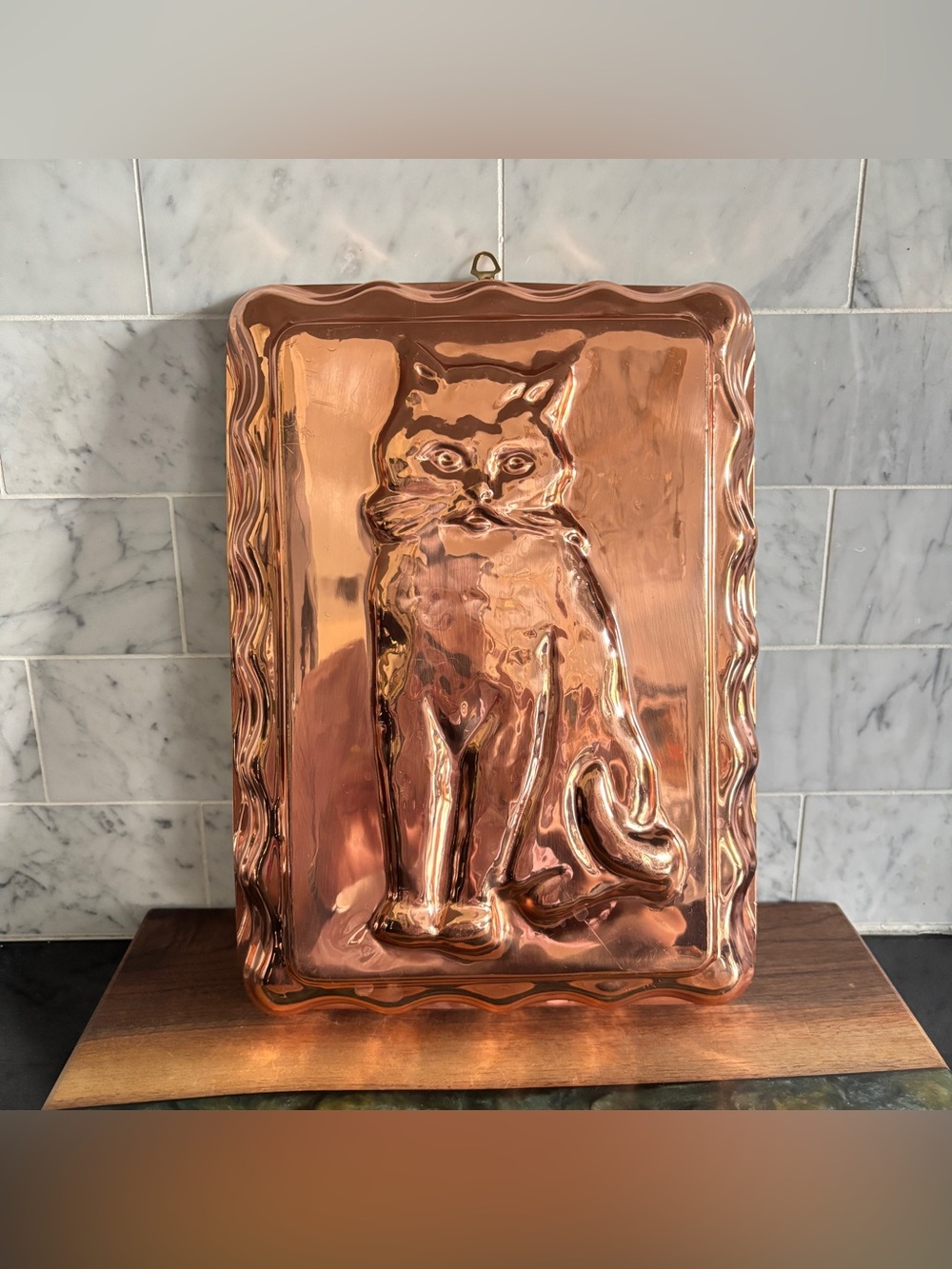 Vintage Wall Hanging Copper Cat Jello / Baking Mold - Rustic Farmhouse Decor